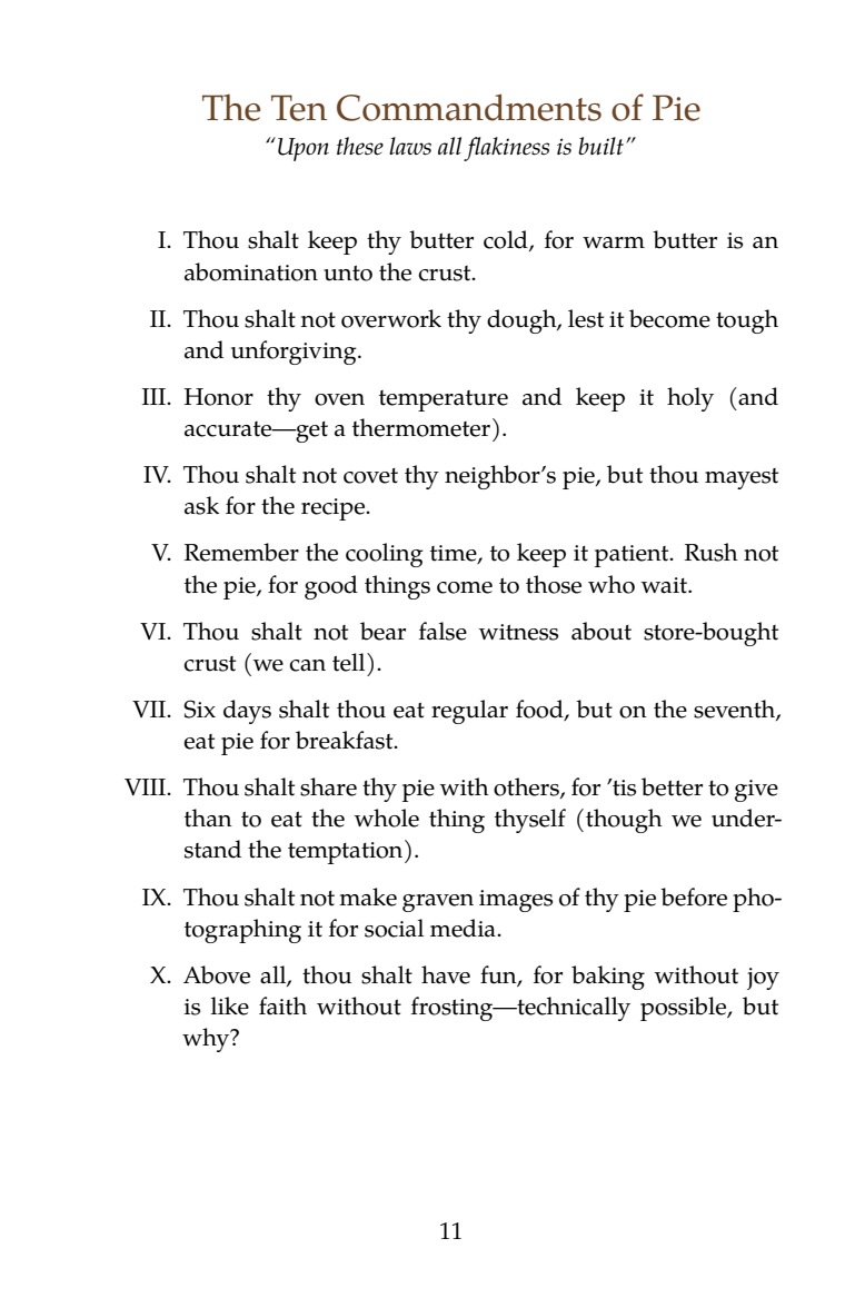 Actual Ten Commandments of Pie page